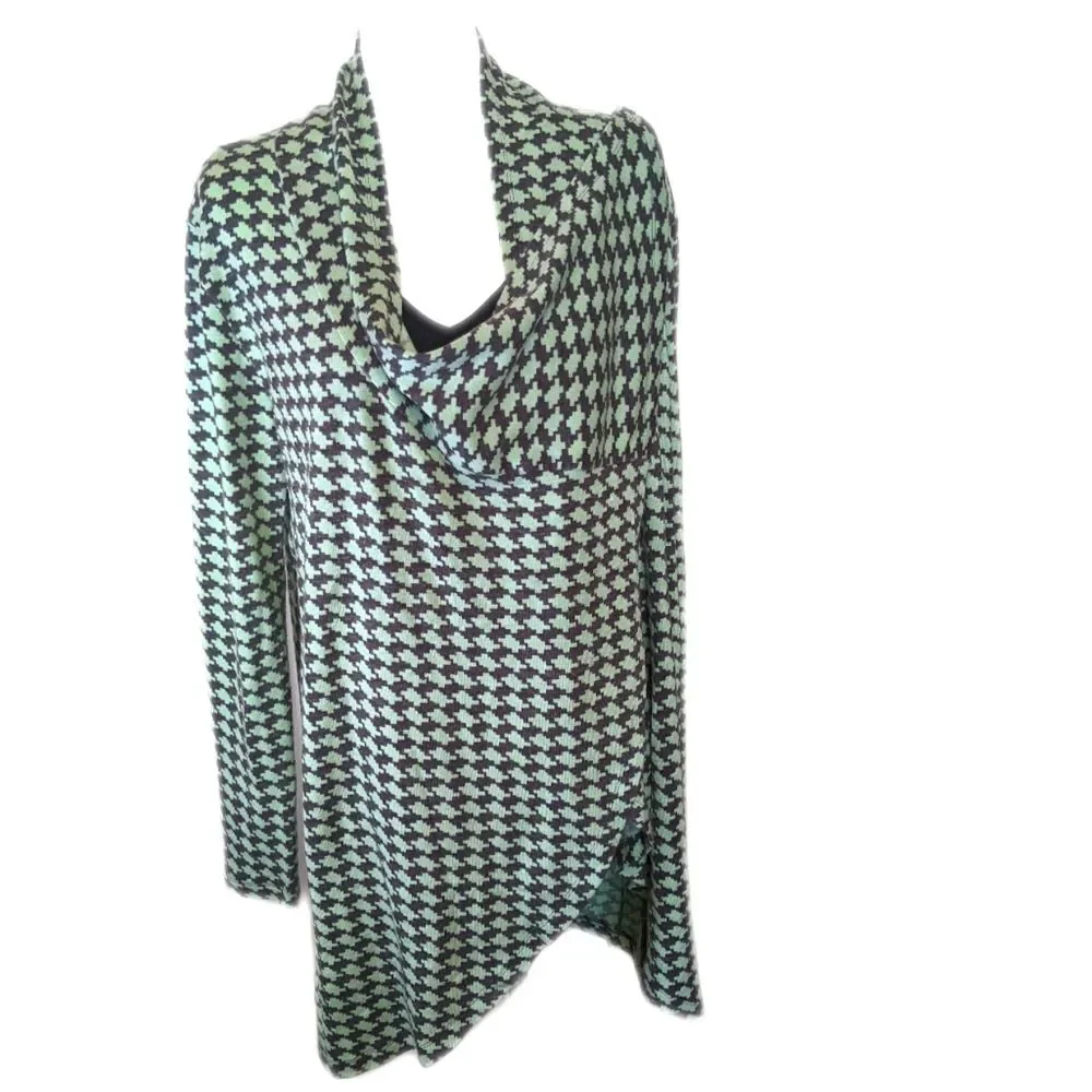 The Limited mint green & gray houndstooth pattern open front cardigan XL